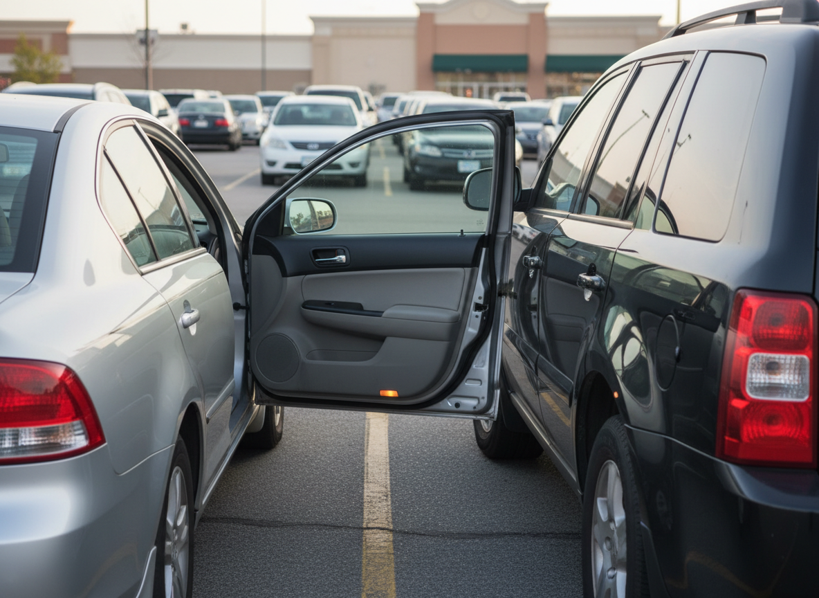 隣の車のドアがぶつかった！