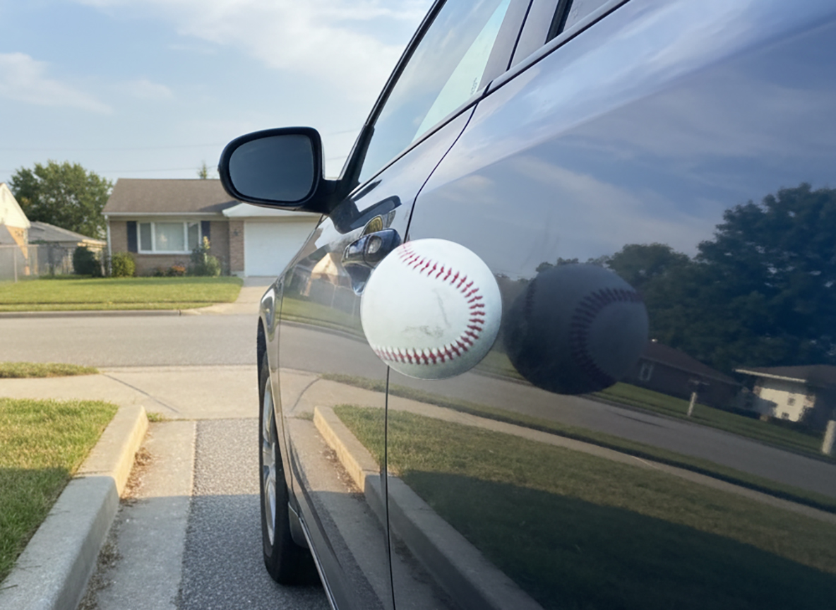 野球のボールが当たった！