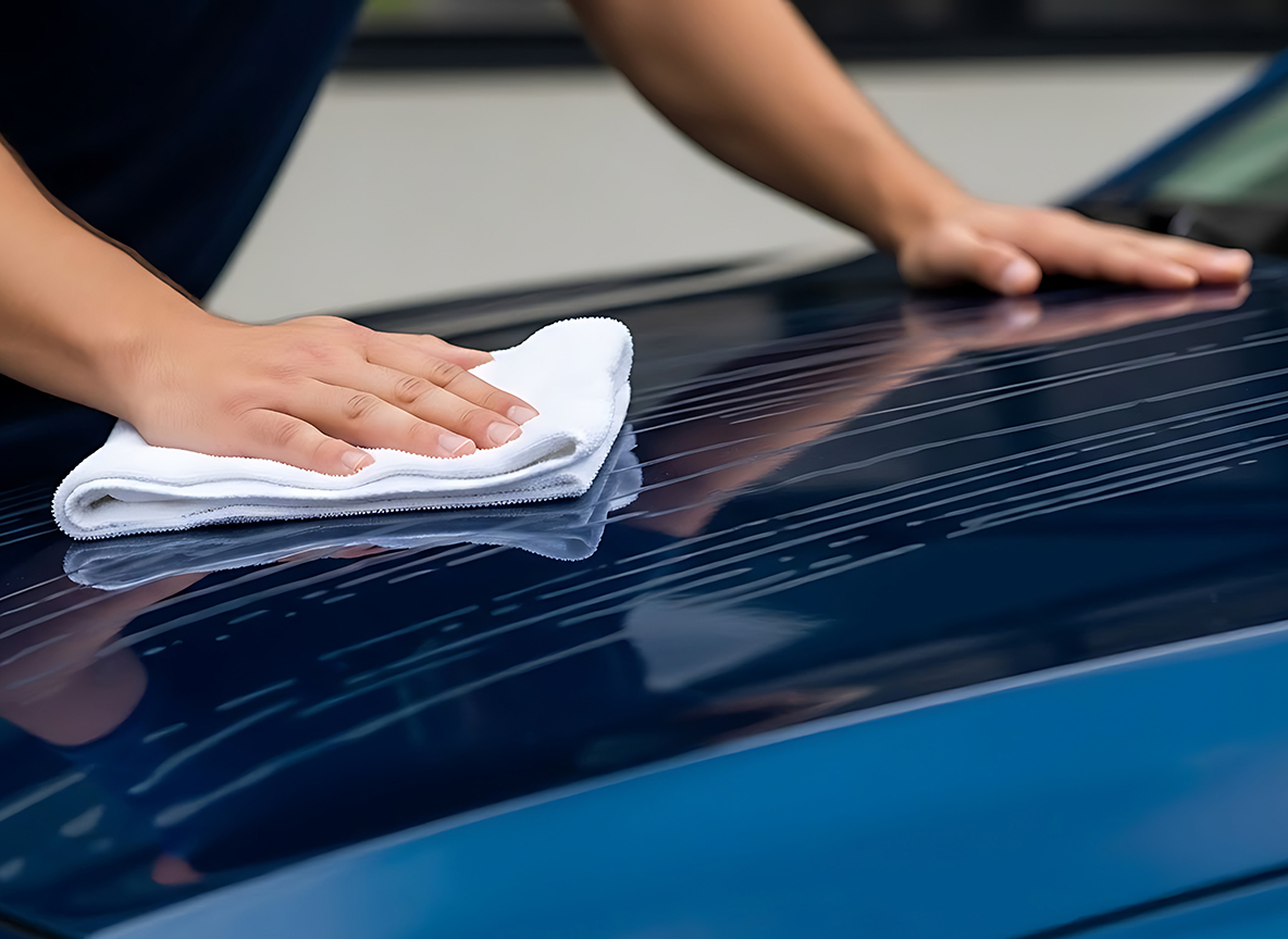 洗車で手をついてへこませてしまった！